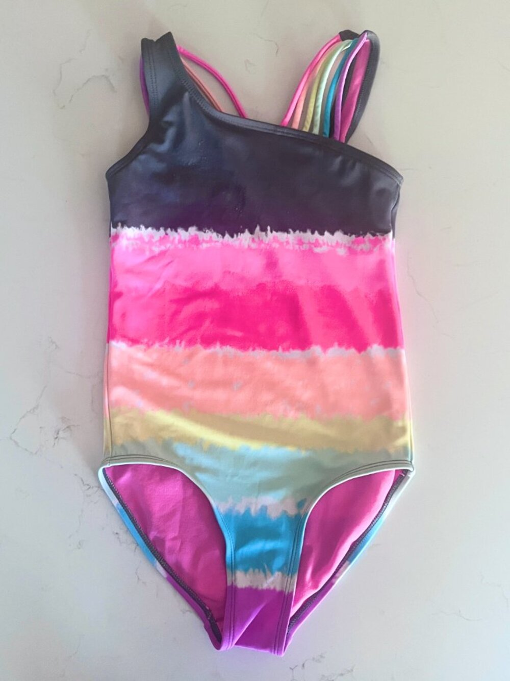 Justice rainbow swimsuit sz 7